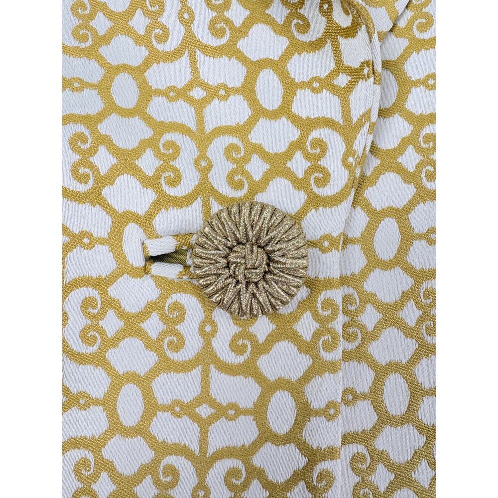 Milly Geometric Print Blazer Gold Rope Button Silk Lined Elbow Sleeve Jacket 2 - Picture 6 of 14